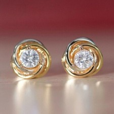 2Ct Round Cut Lab Created Diamond Solitaire Stud Earrings 14k Yellow Gold Plated