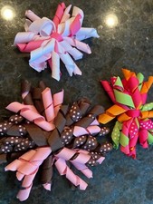 Girls Bow Clips - 3pc Curly Girly