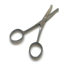 4.5" Straight Mustache Nose Ear Beard Hair Remover Scissors Trimmer Safety Tips