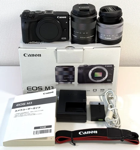Canon EOS M3 Digital Mirrorless SLR Camera 24.2MP 2 Zoom Lens Kit from JP - Exc+