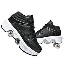 2-in-1 Roller Skates Shoes with Retractable 4 Wheels Pop-Out Deformation Sn...