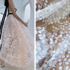 Lace Fabric 3D Flower Bud Embroidery Lace Fabric DIY Wedding Bridal Dress 1 Yard
