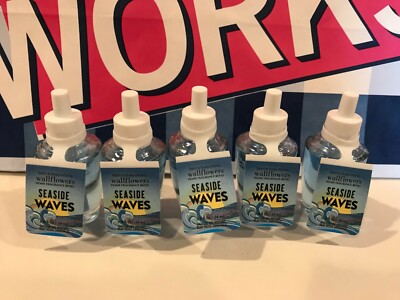 Bath & Body Works Wallflower SEASIDE WAVES Refill Bulbs Lot of 5 New 
