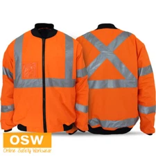 Mens Womens Hi Vis Cross "X" Back Flying Biomotion Reflective NSW Rail Jacket