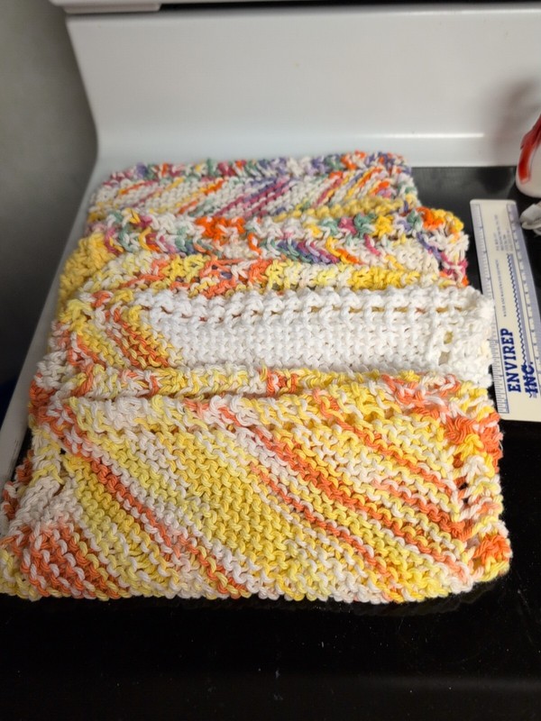 Hand Knitted Dishcloth or WashCloths~New~Set of 4  100% cotton