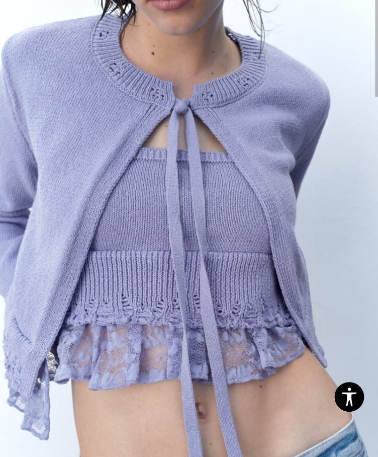 ZARA KNIT CARDIGAN WITH LACE SIZE M | eBay