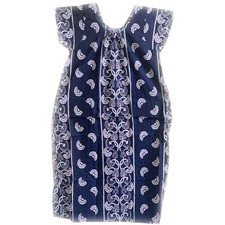 Women's Cotton Nighty Navy Blue Printed Full Length Nightdress L 55" Sleepwear