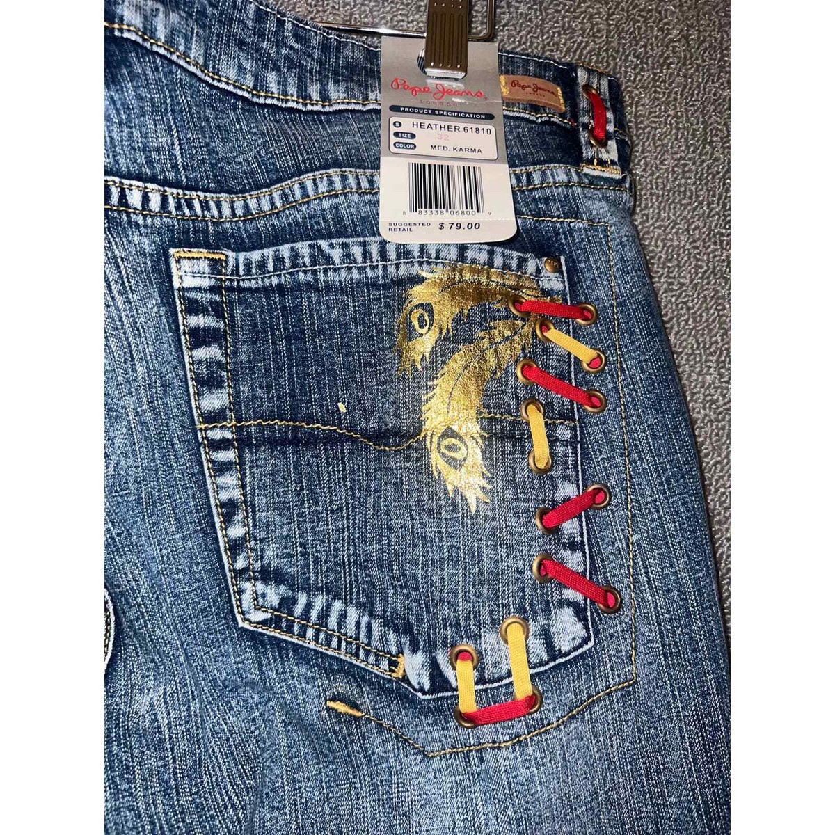 Vintage Y2K Pepe DesignEmbroidery jeans size 32 | eBay