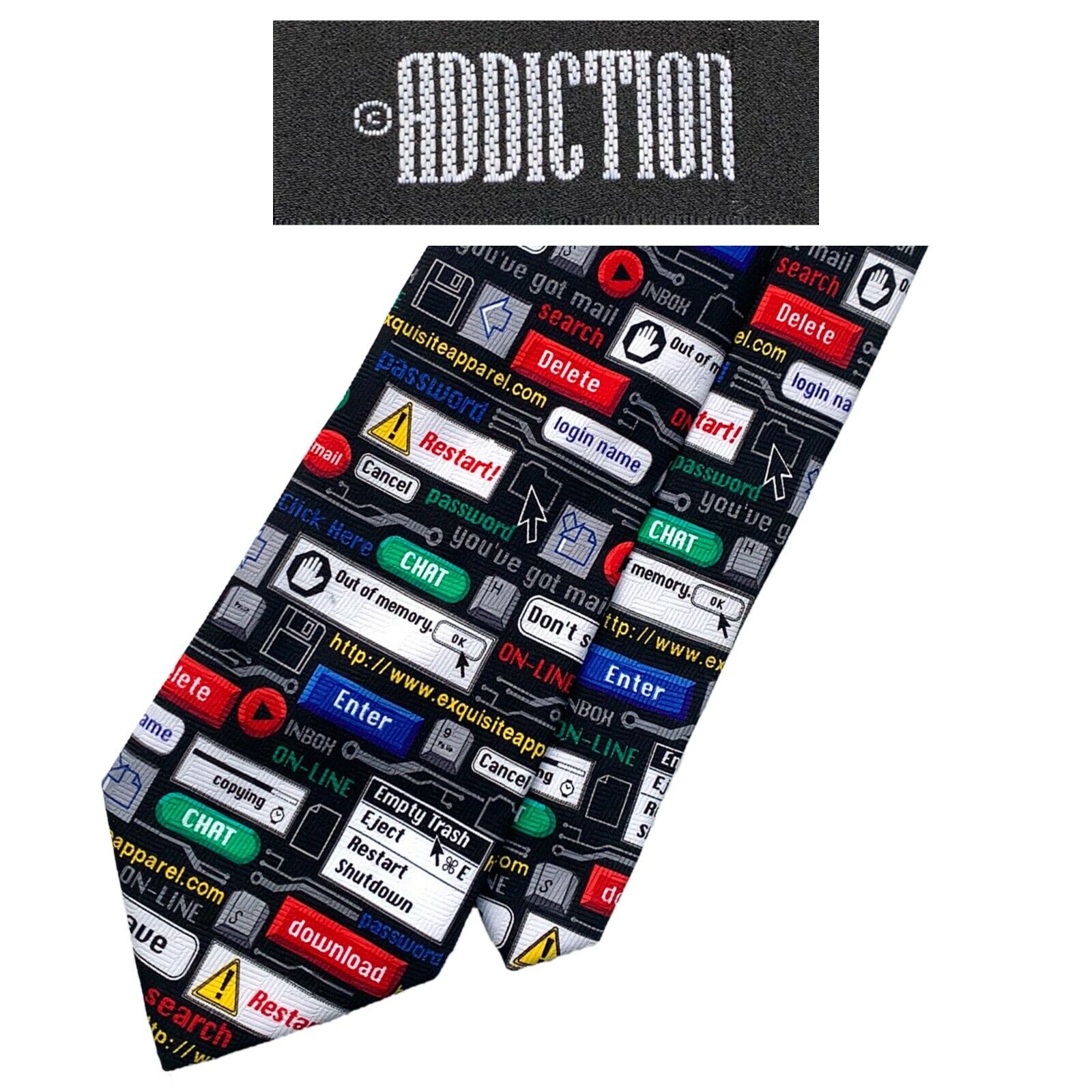 Addiction Novelty Black Tie - Colorful Computer S… - image 1