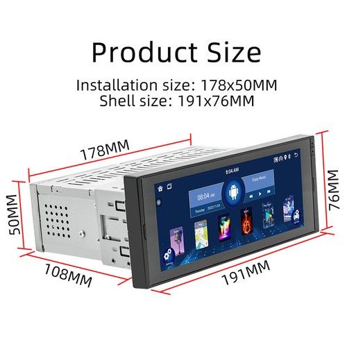 6.86" Single Din Android 12 Car Wireless CarPlay Stereo Bluetooth Radio GPS Navi - Picture 5 of 11