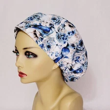 Blue Birds Women Scrub Hat Surgical Cap  Nurses Hat Medical USA Made