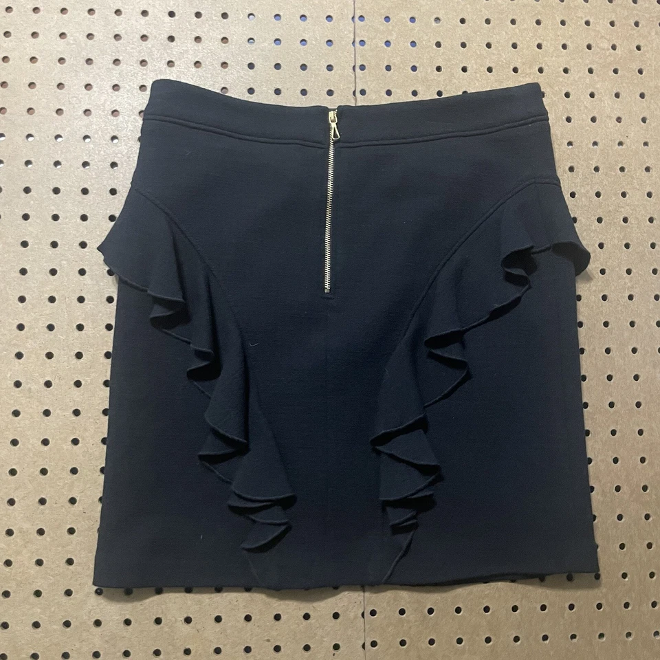 NWT Leifsdottir Mini Skirt Womens 8 Onyx Black Wool Ruffle Anthropologie $248 - Image 3 of 4