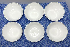 6 Corelle Light Gray 18 oz Cereal Bowls Single Gray Band Rim 6.25" x 2" Lot
