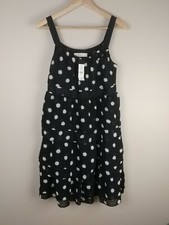 Ann Taylor Loft NWT Black Polka Dot Layered Dress Cute Fun Flirt Ruffles Summer