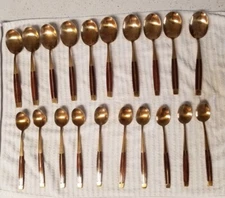 MCM Brass & Rosewood Flatware 20PC SPOONS