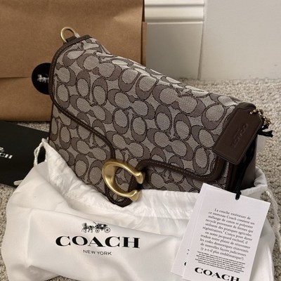 NWT COACH Soft Tabby Shoulder Bag Signature Jacquard CDT21 Brass