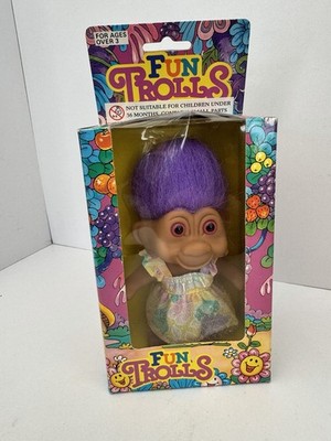 Vintage Fun Trolls Party Kleid - lila Haare - neu im Karton (Spielzeug Dinge)