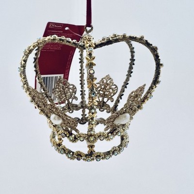M & S Marks Spencer London Beaded Crown Ornament Royal Monarch Holiday Decor NEW