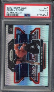 2022 PANINI PRIZM WWE #40 ROMAN REIGNS HYPER PRIZM PSA 10 GEM MT POP 1