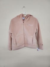 Champion Girls Hoodie M 10/12 Pink Sand Spellout Corduroy Outerwear Full Zip