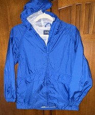 VTG LL Kids LL Bean Blue Windbreaker Rain Jacket Hooded Full Zip Sz Medium 10-12
