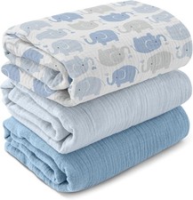 Muslin Swaddle Blankets for Newborn 3 Pack Cotton 40x38