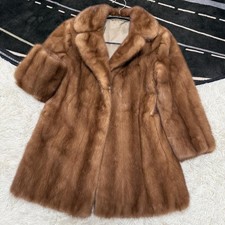 Cappotto pelliccia visone SAGA VISONE Demi Buff marrone lunghezza media gancio e occhio 9 dal Giappone