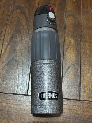 Thermos Black Stainless Steel Insulated Bottle Hot/Cold Push Button Lid