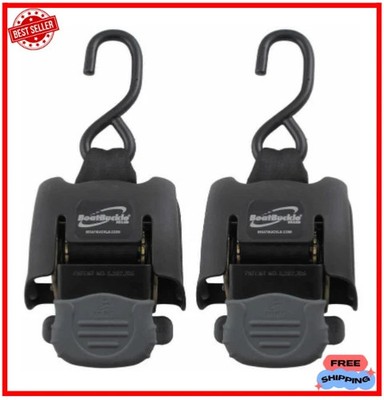 Boat Buckle G2 Tie-Down Straps Transom Retractable Ratchet 2'' x 43'' 2500 LB PAIR