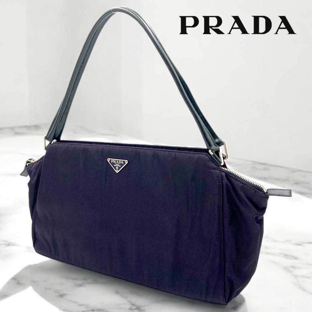 Prada Dark Purple Triangle Logo Shoulder Bag From Japan