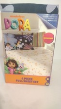 NWT Dora Nickelodeon 4pc Microfiber Sheet Set Full Size pink Orange