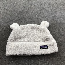 Patagonia Hat Beanie Baby 6-12 Months White Sherpa Fleece Bear Ears Winter