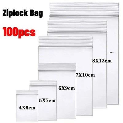 Clear Zip Seal Plastic Bags Jewelry Zipper Top Lock Reclosable Baggies 2 Mil 2ML