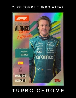 Fernando Alonso Topps Turbo Attax 2026 F1 Chrome Refractor #328