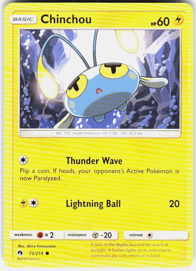 Chinchou 73/214 SM Lost Thunder Pokemon