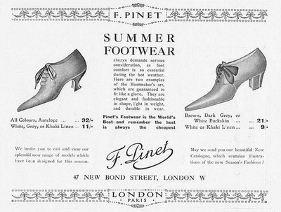 F. PINET Sommerschuhe - antike Werbung 1910