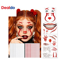 Halloween Scary Clown Face Tattoos, Temporary Tattoos for Costume Makeup