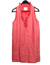 KATE SPADE Size 6 Bonnie Ruffle Dress Linen Sleeveless Lined Coral Pink-Orange