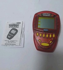 Radica Triple Play Poker Electronic Handheld Game Working Vintage W Manual Red