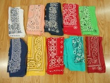 Vtg Antique LOT of 10 MIXED PRINTS Cotton Biker USA Kerchief BANDANA Hanky 20"