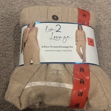 Live 2 Lounge Women's M 3-Piece Textured Lounge Set Beige Size Medium NWT