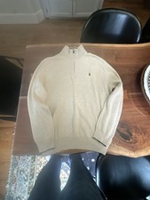 Polo Ralph Lauren Quarter-Zip Sweater Size L Tan Pima Cotton