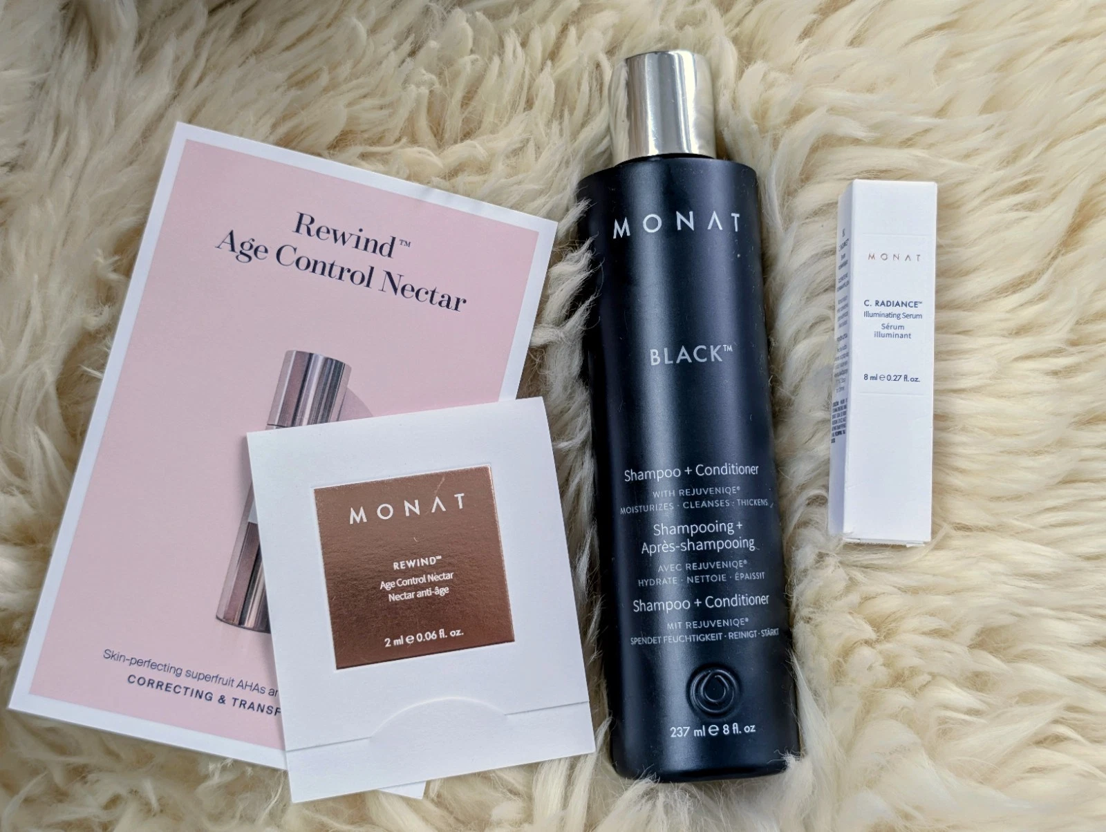 Monat Full Size Black Shampoo + Conditioner W/ Bonus Travel C Radiance Serum