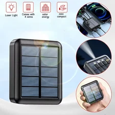 20000mAh Solar Power Bank Fast Charging External Battery With 4 Cable LED Light
