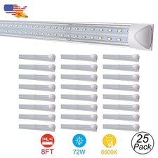 25 Pack 8 Ft Led Shop Light Fixture T8 8Ft Led Tube 72W 8Ft 6500K Daylight Bulbs