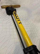 Scott Floor Bicycle Pump with Gauge – Vintage Heavy-Duty Yellow Steel Pump