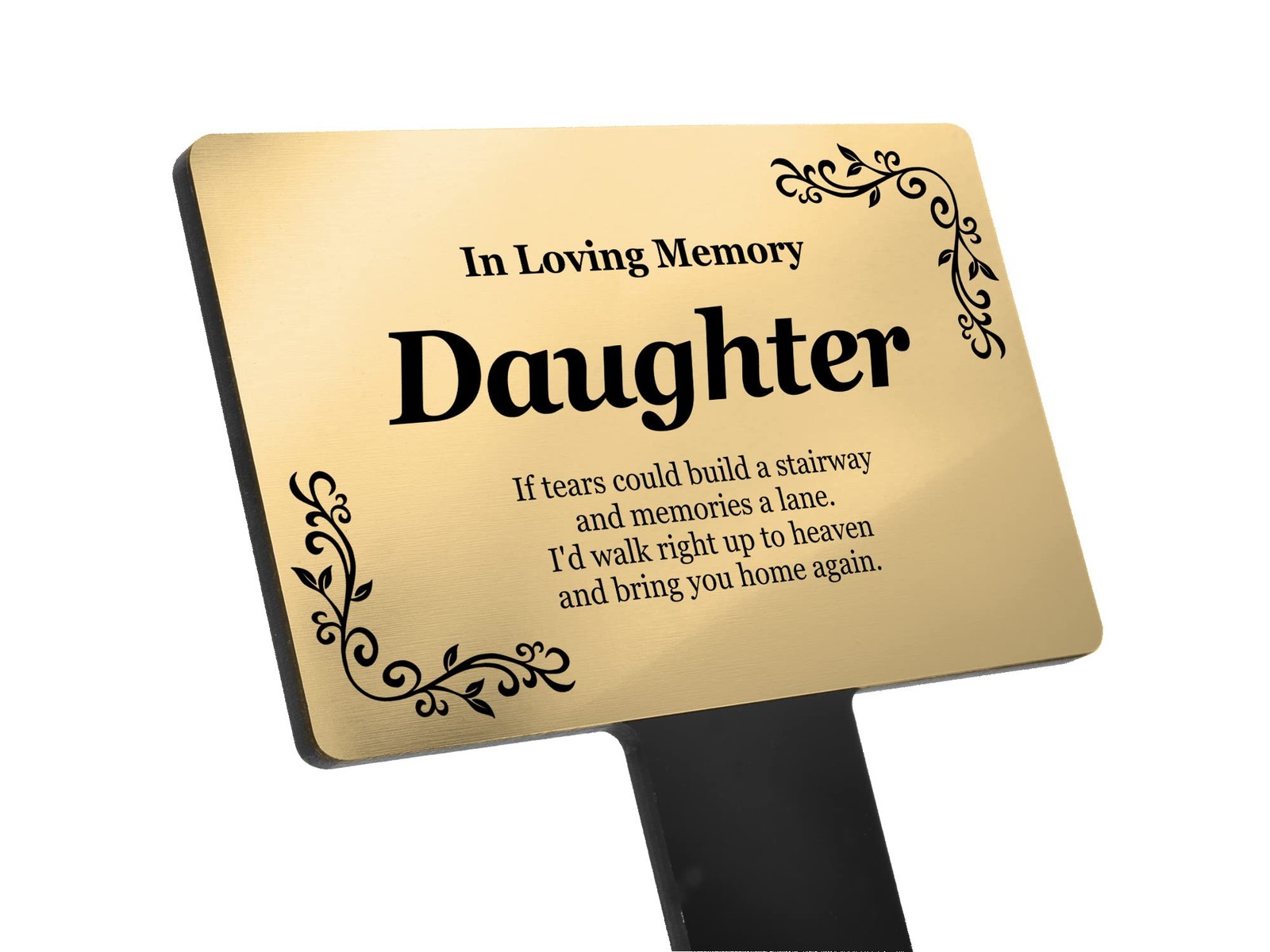 Gold Daughter Memorial Plaque – Outdoor Grave or Garden Marker with Poem