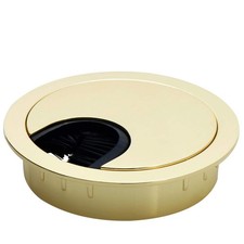 1 Pack 60mm 2-3/8" Polished Brass Metal Cable Grommet with Brush Opening