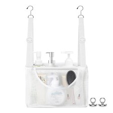 PVC Mesh Hanging Shower Caddy Organizer White, 12"x5"x7"