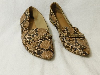 Report Brown Snake Skin Flat Slip On Shoes - 7 M